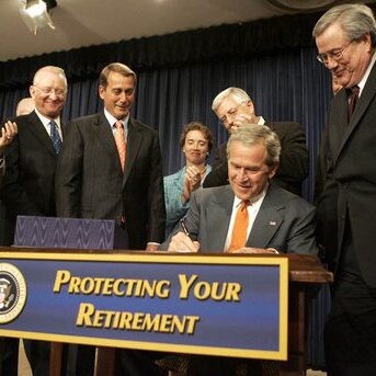 GWB Signing of H.R. 4 the Pension Protection Act of 2006.  EEOB 450